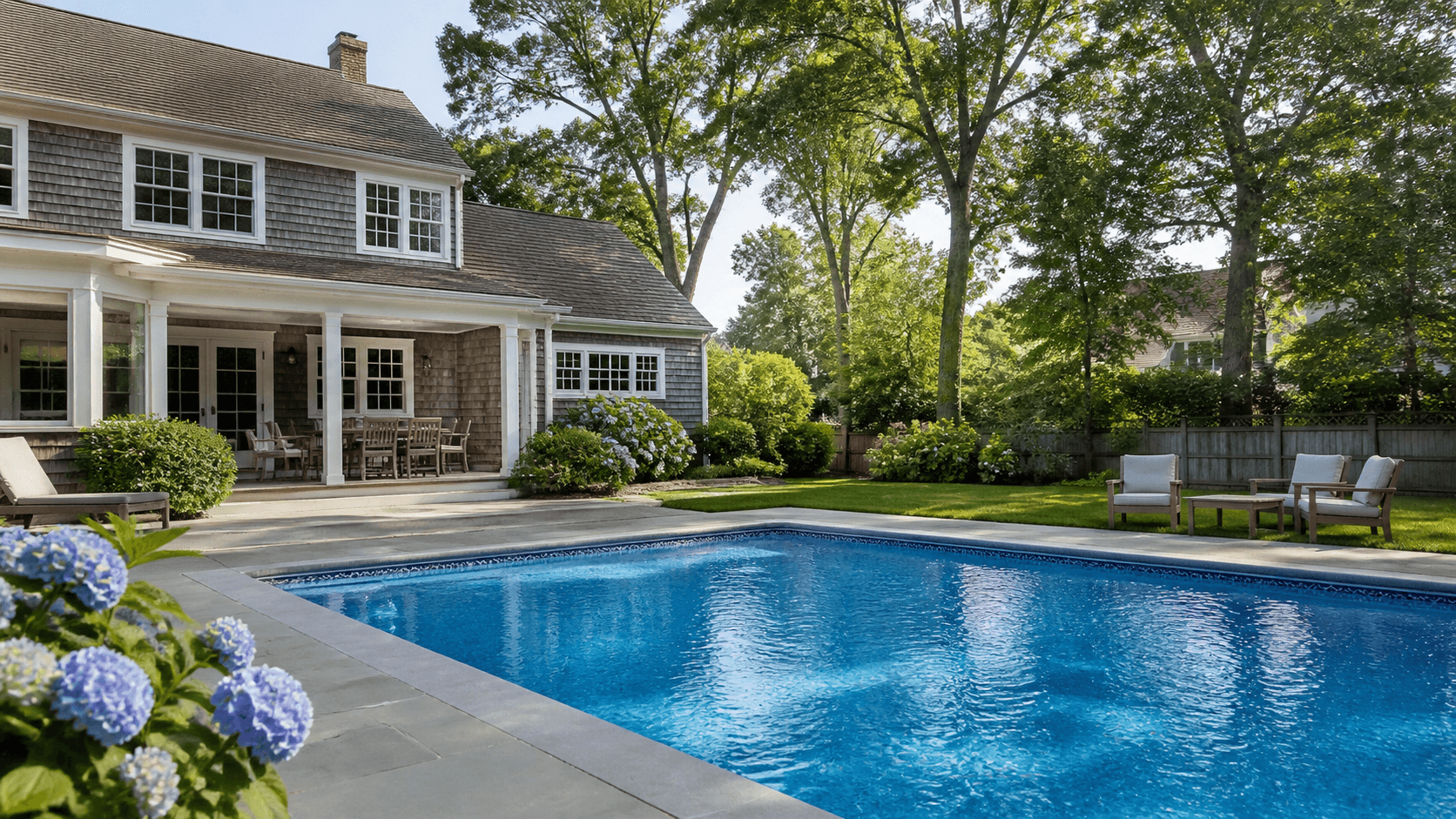 Bright residential pool ready for summer
